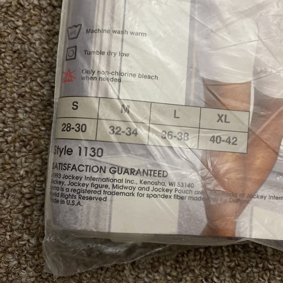 Vintage Jockey Pouch Athletic Midway Brief 1 Pack 1993 NOS Sz XL 40-42 Made USA - Picture 4 of 4